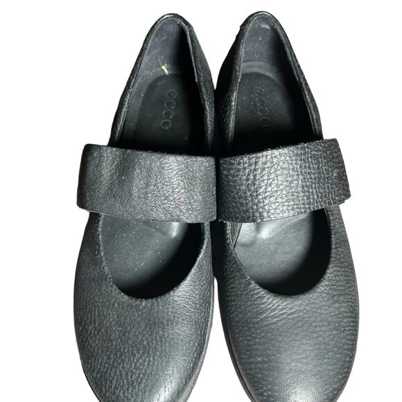 Ecco Skyler Mary Jane Black Leather Wedges Size 38 US 7 comfort hook and loop - Picture 4 of 13